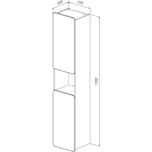 Пенал Lemark Olivia 35х170 белый глянец/дуб кантри (LM08OL35P)