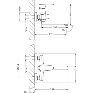 Смеситель для ванны Lemark Point универсальный, хром (LM0317C)