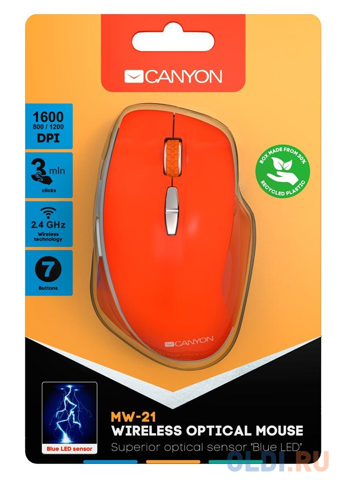 Мышь беспроводная Canyon MW-21 красный USB CNS-CMSW21R