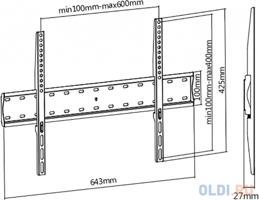 drMounts AMF 4060B черный 37"-70" до 65 кг. Оснащен фиксаторами на направляющих для удобной установки. крепления стандарта Vesa от 100х100 м в Москвe