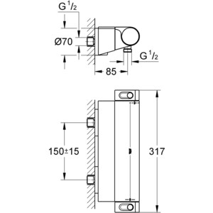 Термостат для душа Grohe Grohtherm 2000 с душевым гарнитуром, хром (34469001, 27394002)