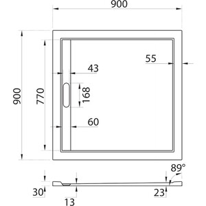 Душевой поддон Cezares Tray AS-A 90х90 с сифоном