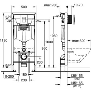 Инсталляция для унитаза Grohe Rapid SL с кнопкой Skate Cosmopolitan хром (38775001)