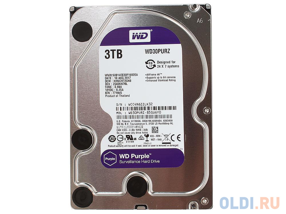 Жесткий диск Western Digital Purple SATAIII WD30PURZ 3 Tb