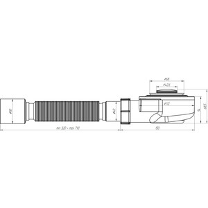 Сифон для душевого поддона АНИ пласт D50 h53 Клик-клак, с гофрой 320-710 мм (E455CL) в Москвe