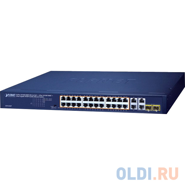 коммутатор/ PLANET GSW-2824P 24-Port 10/100/1000T 802.3at PoE + 2-Port 10/100/1000T + 2-Port Gigabit TP/SFP Combo Ethernet Switch (250W PoE Budget, St в Москвe