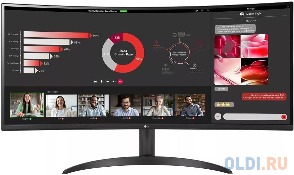 Монитор LG LCD 34WR50QC-B/ LG UltraWide 34WR50QC-B 34" Curved VA monitor, 3440x1440, 300cd/m2, 21:9, 5мс (GtG), HDMIx2, DP, 100Hz, 178/178, FreeS