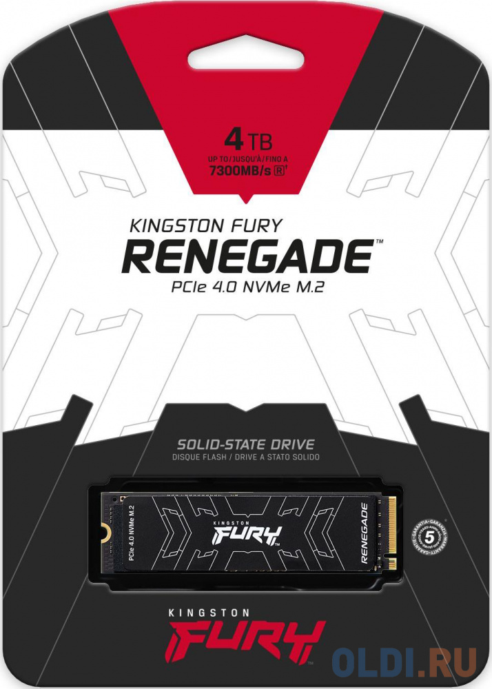 Твердотельный накопитель SSD M.2 Kingston 4000Gb Fury Renegade <SFYRD/4000G> (PCI-E 4.0 x4, up to 7300/7000Mbs, 1000000 IOPS, 3D TLC, NVMe, 4000 в Москвe