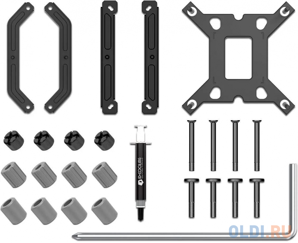 Cooler  ID-COOLING IS-55 BLACK LGA1700/1200/115X/AM5/AM4 низкопрофильный высота 55mm (27шт/кор, TDP 125W, PWM, 5 тепл.трубок + медная база, FAN 120mm,