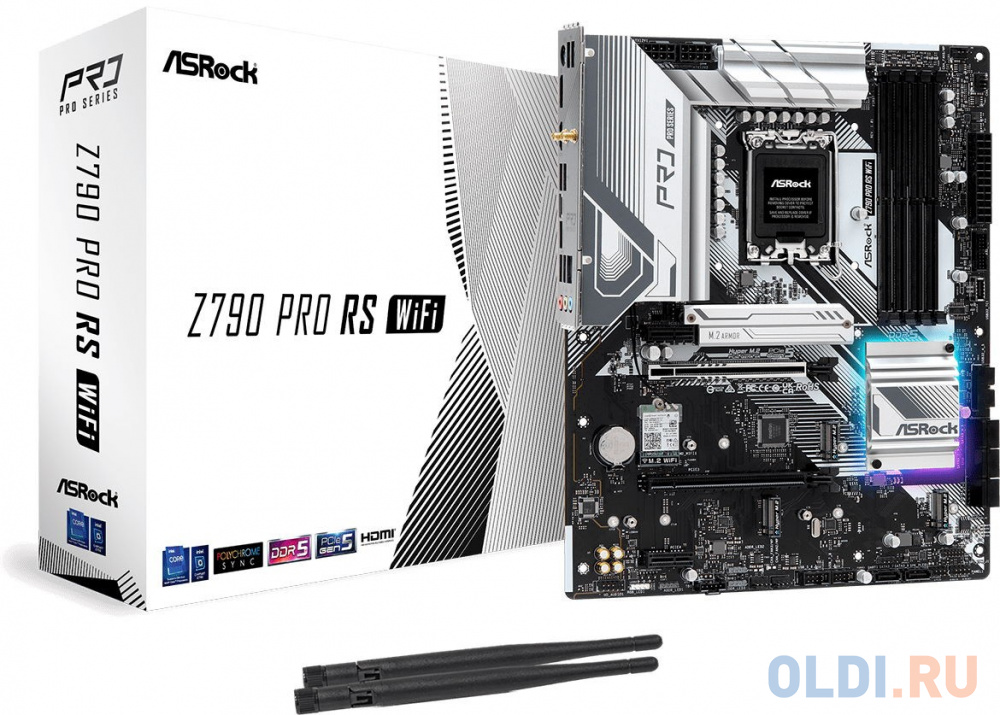 Материнская плата Asrock Z790 PRO RS WIFI Soc-1700 Intel Z790 4xDDR5 ATX AC`97 8ch(7.1) 2.5Gg RAID+HDMI+DP в Москвe