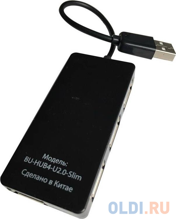 Концентратор USB 2.0 BURO BU-HUB4-U2.0-SLIM 4 порта 4 x USB 2.0 черный