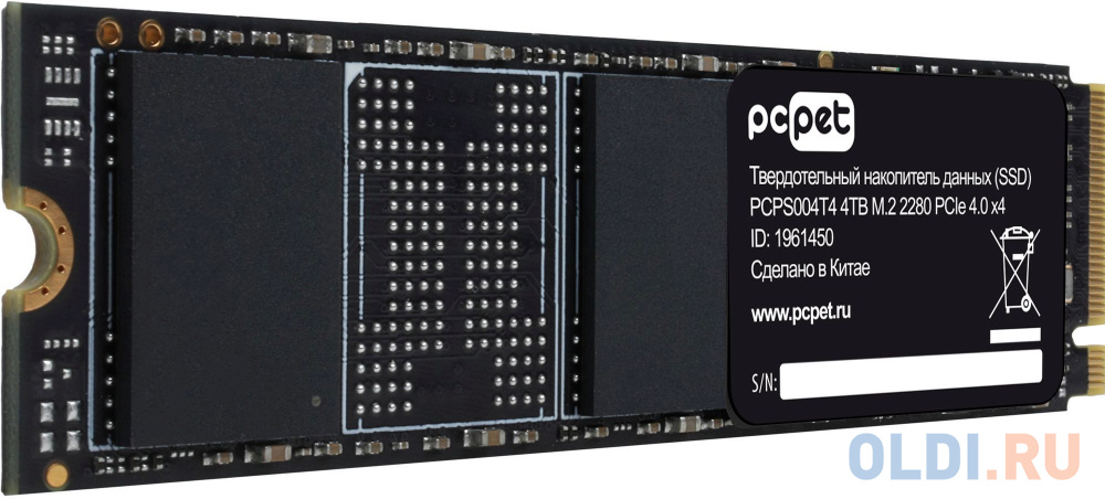 Накопитель SSD PC Pet PCI-E 4.0 x4 4TB PCPS004T4 M.2 2280 OEM