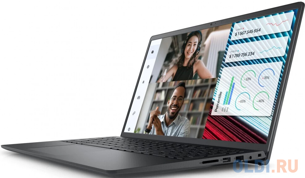 Ноутбук Dell Vostro 3520 Core i5 1235U 8Gb SSD512Gb Intel UHD Graphics 15.6" WVA FHD (1920x1080) Ubuntu black WiFi BT Cam (3520-7850)