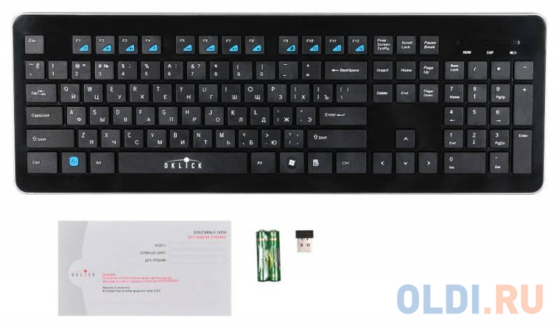 Клавиатура беспроводная Oklick 870S USB + Bluetooth черный