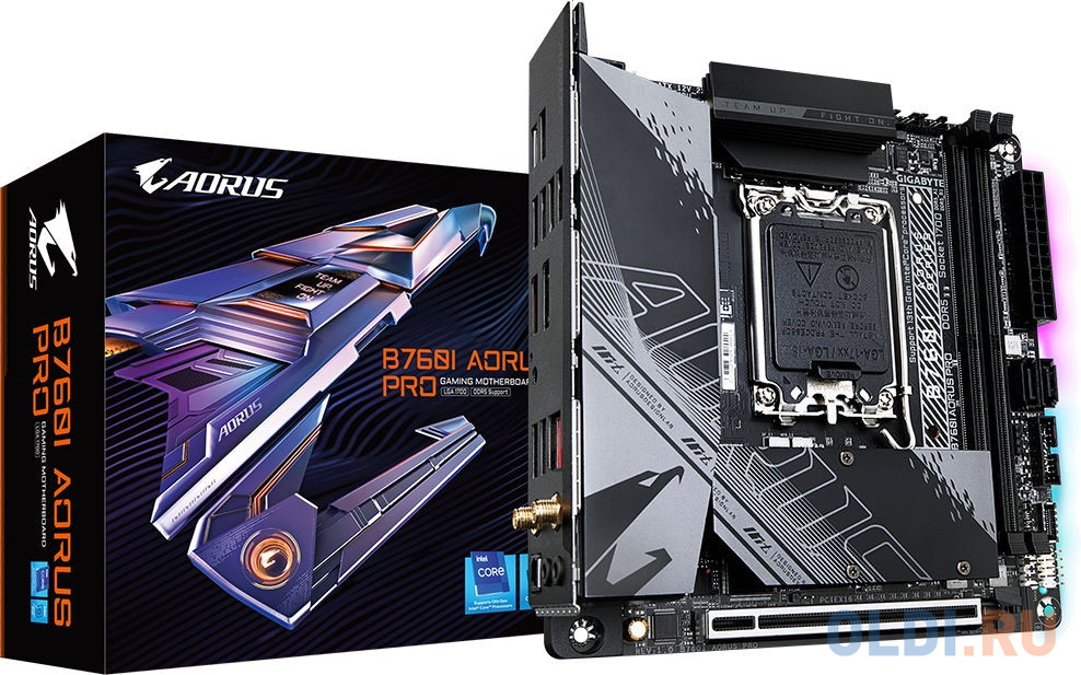 B760I AORUS PRO, Socket 1700, Intel®B760, 2xDDR5-4800, HDMI+DP, 1xPCI-Ex16, 2xSATA3(RAID 0/1), 2xM.2, 8Ch Audio, 2,5GbLan, WiFi, (2+2)xUSB2.0, (5+2)xU в Москвe