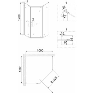 Душевой уголок Niagara Nova 100x100 прозрачный, желтое золото (64340811GOLD)