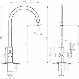 Смеситель для кухни Профсан Steel PSM-300-11 с подключением фильтра, хром в Москвe