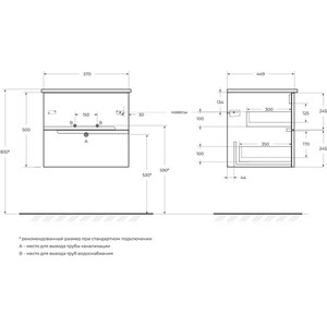 Тумба с раковиной Cezares Duet 60х45 Bianco Opaco (DUET-600-2C-SO-BO, CZR-NAT-60-LVB)