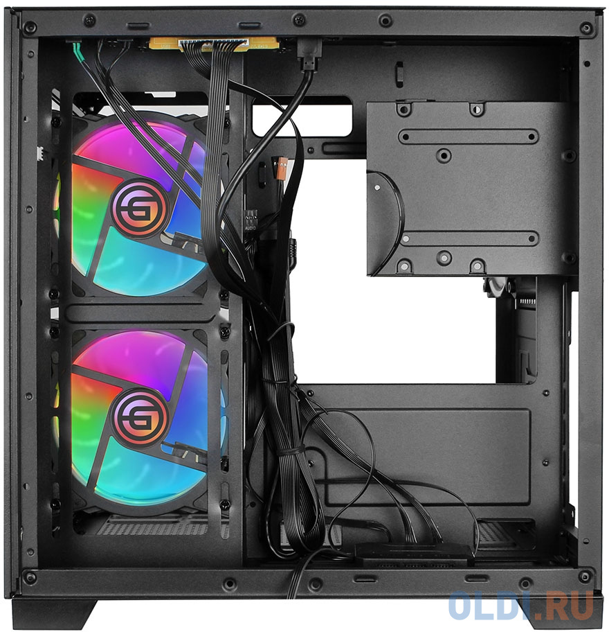 Ginzzu V390 RGB подсветка, контроллер CRC6, 3* 12R6 FAN 12CM RGB закаленное стекло 1*USB 3.0,1*USB 2.0, AU mATX