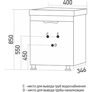 Тумба с раковиной Mixline Этьен 40х35 белая (4630077962589, 4680028070146)