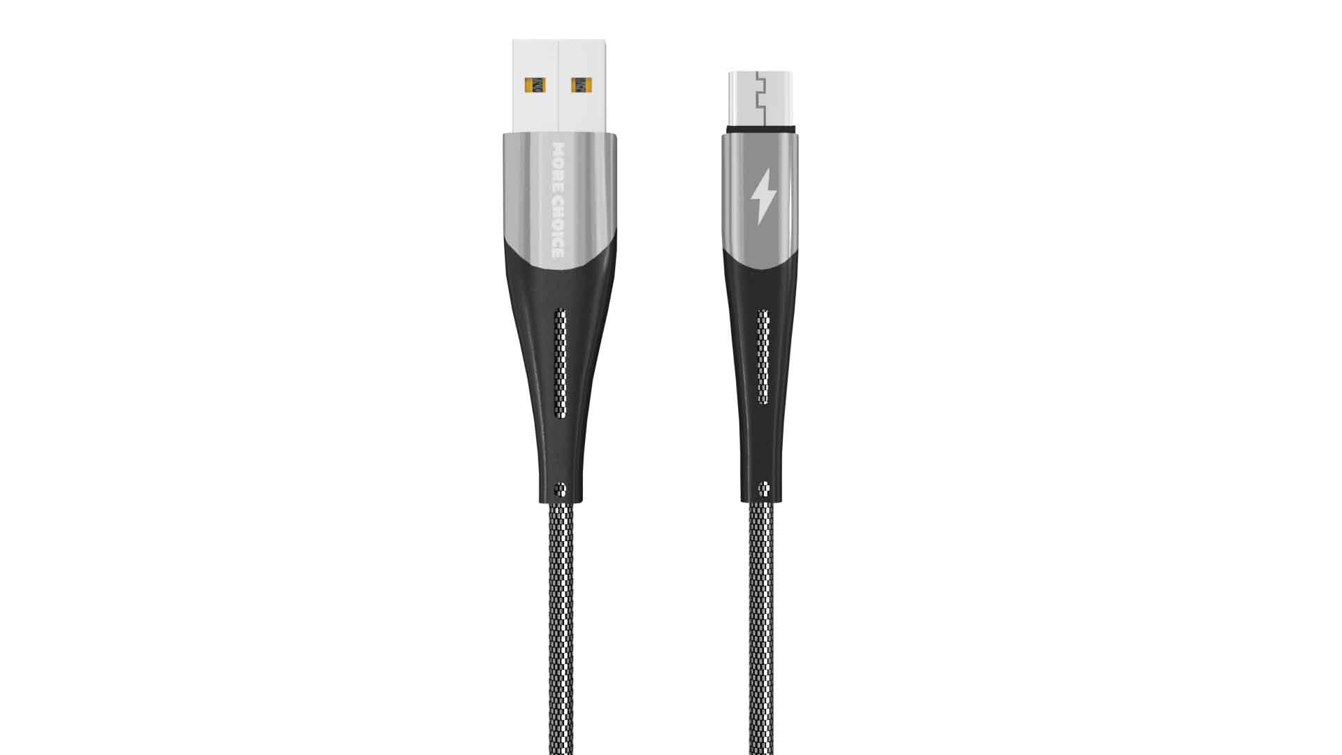 Дата-кабель More choice K41Sm New Silver Black Smart USB 3.0A для micro USB New нейлон 1м