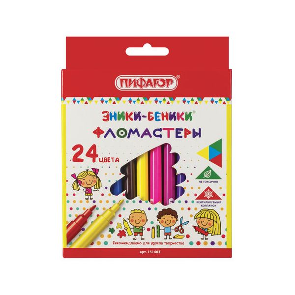 Фломастеры ПИФАГОР ЭНИКИ-БЕНИКИ, 24 цвета, вентилируемый колпачок, 151403 в Москвe