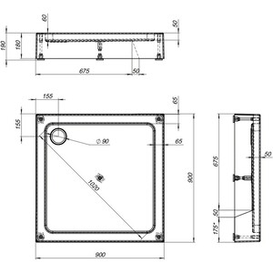 Душевой поддон Aquanet GL180 90х90 с ножками и сифоном (265570)