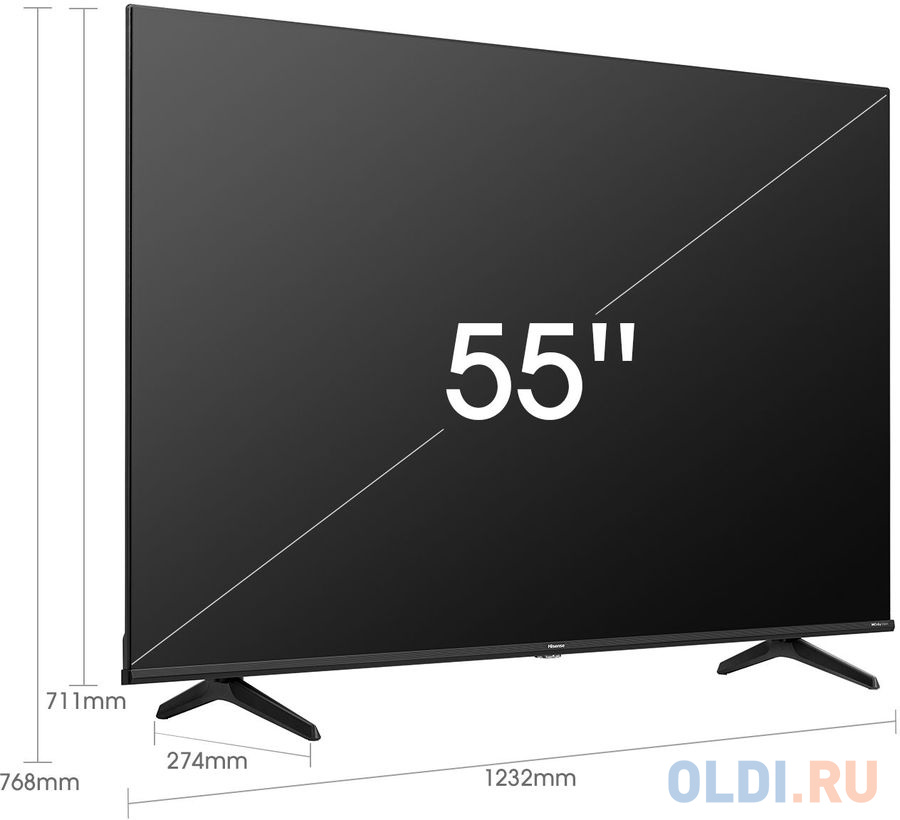 Телевизор 55" Hisense 55E7HQ черный 3840x2160 60 Гц Smart TV Wi-Fi 2 х USB RJ-45 Bluetooth 4 х HDMI