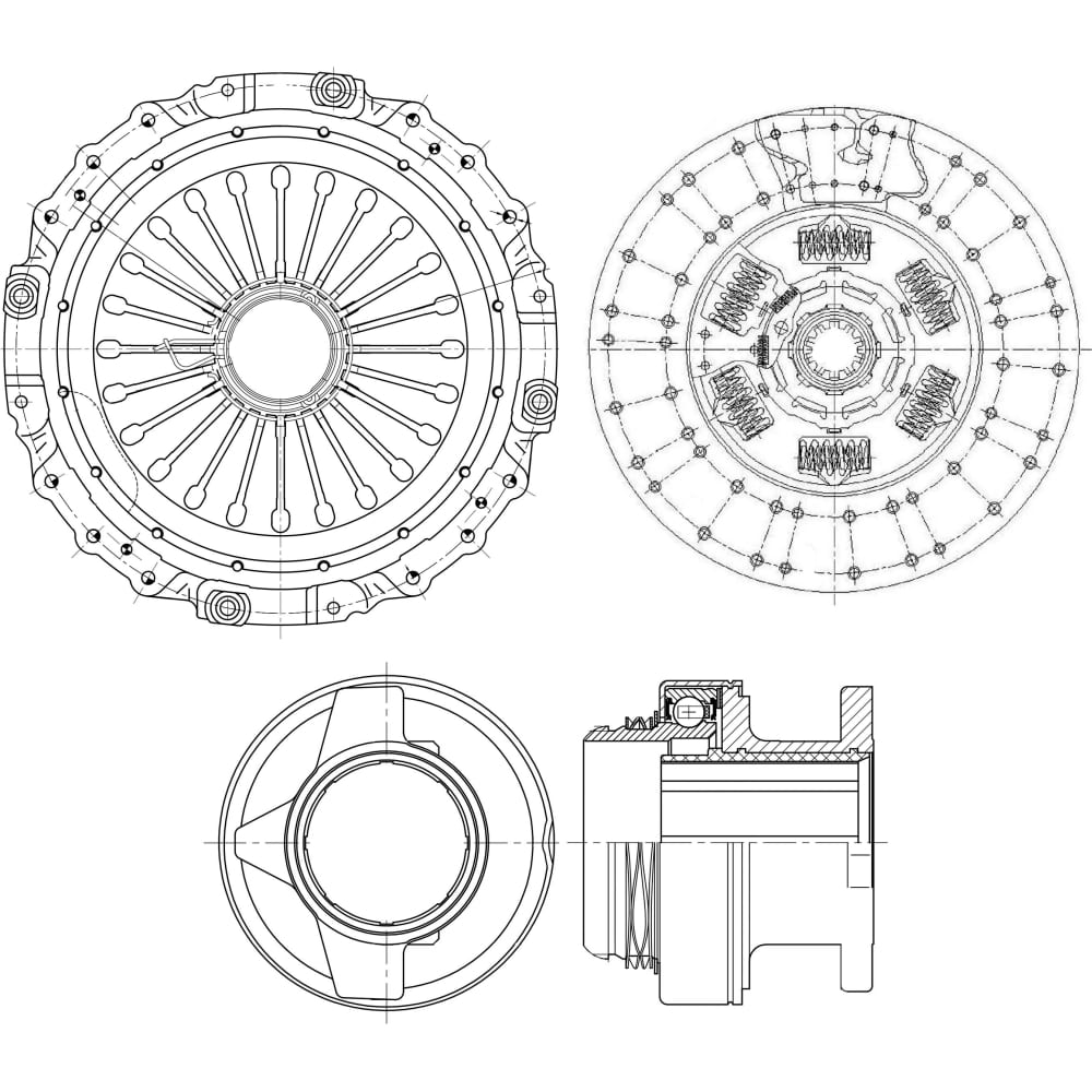 Комплект сцепления для MAN TGA (03-)/TGX I (12-) ZF Ecosplit-3 TRIALLI