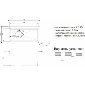 Дополнительная чаша ZorG Inox R 2344 нержавеющая сталь