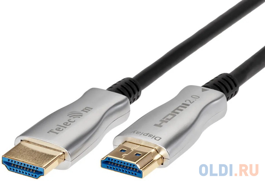 Кабель HDMI 30м VCOM Telecom TCG2020-30M круглый черный серебрянный