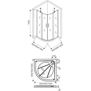 Душевой уголок Good Door Pandora R 100х100 прозрачный с рисунком Тростник, хром (R-100-T-CH)