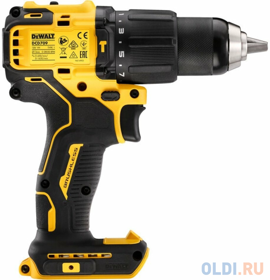 Дрель-шуруповерт DeWalt DCD709N-XJ аккум. патрон:быстрозажимной