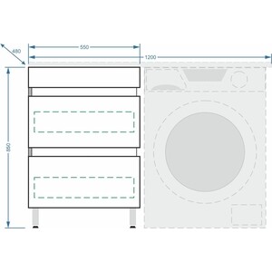 Мебель для ванной Stella Polar Мадлен 55 (120R) под стиральную машинку, белая в Москвe