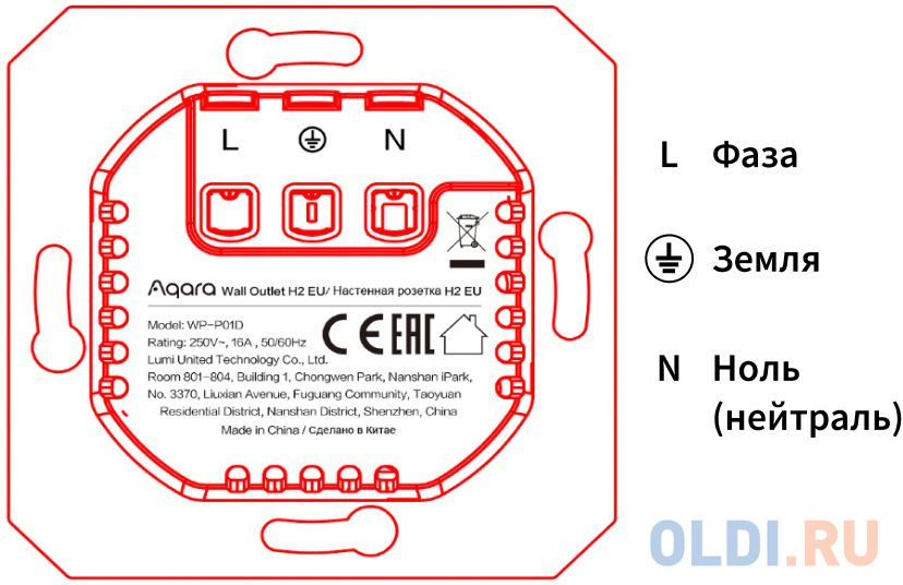 Умная розетка Aqara Wall Outlet H2 EU белый (WP-P01D)