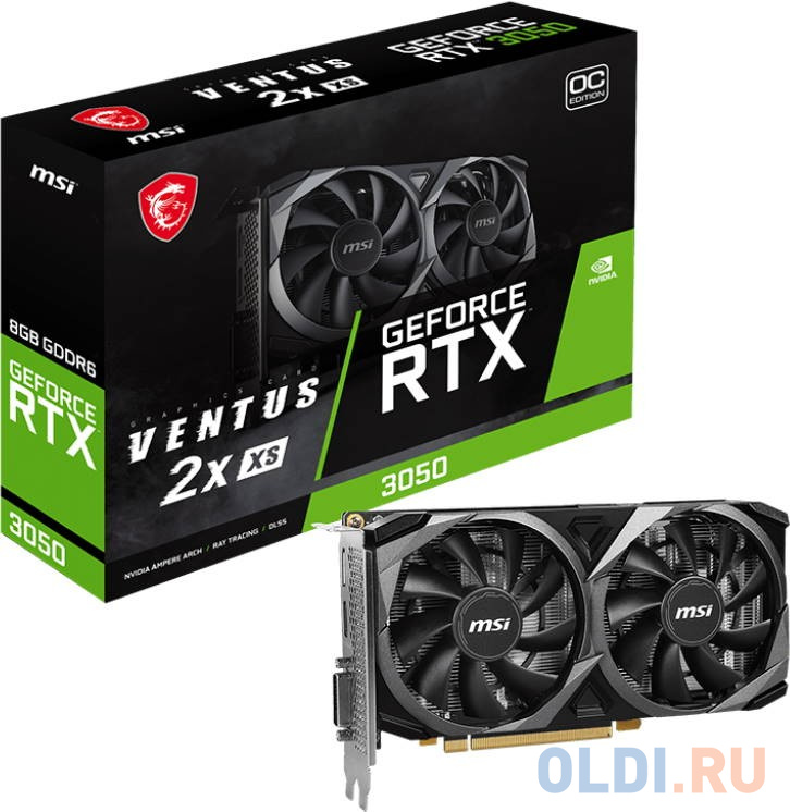 RTX3050 VENTUS 2X XS 8GB OC GDDR6 128-bit DP HDMI DL-DVI-D 2FAN RTL в Москвe