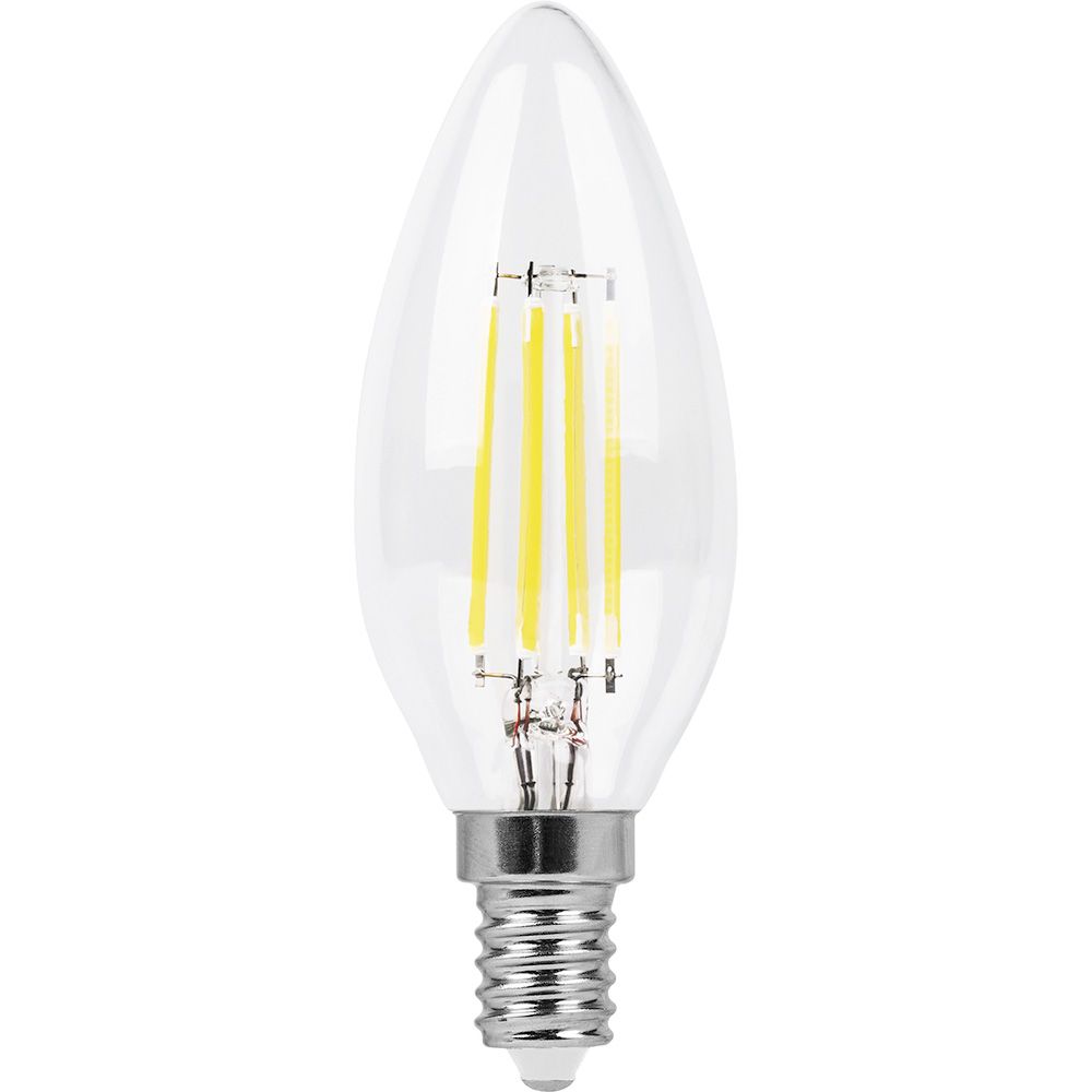 Лампа светодиодная E14 свеча/C35, 11Вт, 2700K / теплый свет, 950лм, филаментная, Feron LB-713 (38006)