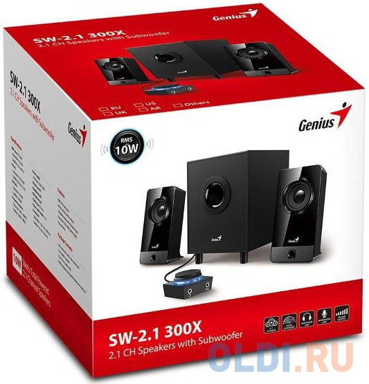 Колонки 2.1 (две колонки + сабвуфер) Genius SW-2.1 300X Черный в Москвe