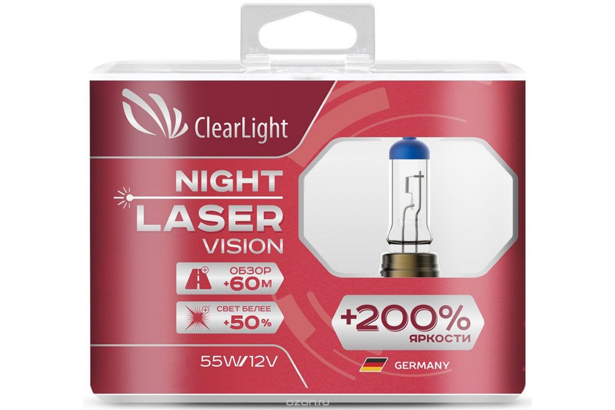 Лампа Clearlight HB3 12V-60W Night Laser Vision +200% Light (компл., 2 шт.) в Москвe