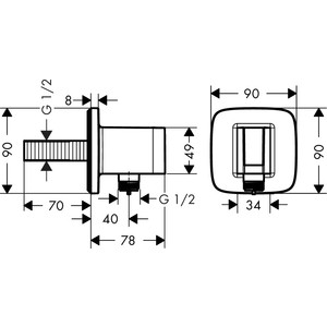 Шланговое подключение Hansgrohe FixFit Wall E с держателем для душа (26485000)