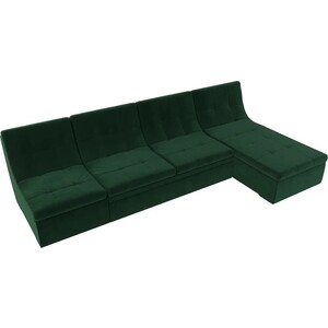 Угловой модульный диван Лига Диванов Холидей велюр зеленый