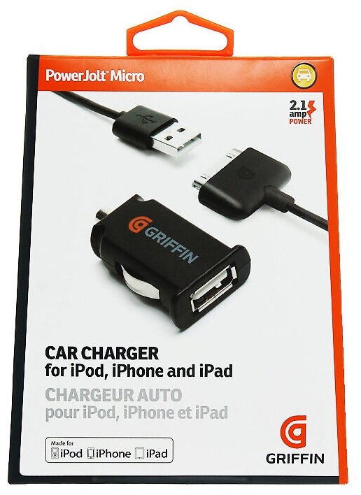 Автомобильное зарядное устройство Griffin для Apple iPhone, iPad PowerJolt Micro 1A (GC23095 )