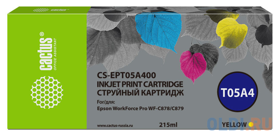 Картридж струйный Cactus CS-EPT05A400 желтый (215мл) для Epson WorkForce Pro WF-C878/C879 в Москвe