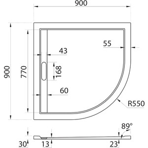 Душевой поддон Cezares Tray AS-R 90х90 с сифоном