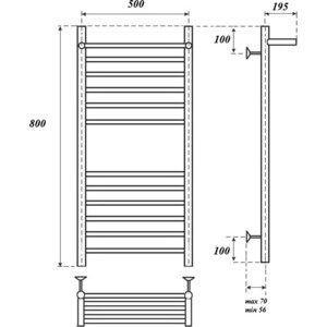 Полотенцесушитель водяной Point П11 500х800 с полкой, хром (PN10158SP)