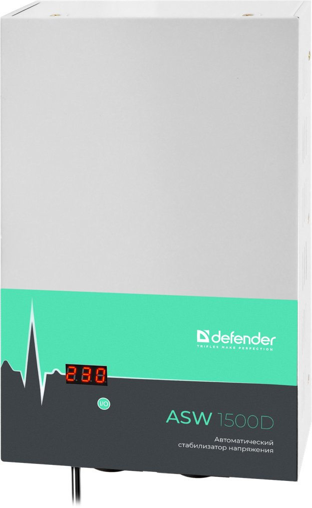 Стабилизатор напряжения Defender ASW 1500D, 1500 VA, 900 Вт, EURO, белый (99046)
