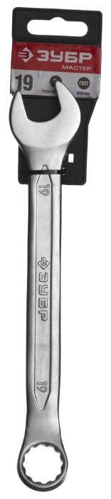 Ключ гаечный комбинированный 19x19 мм, CrV, ЗУБР МАСТЕР (27087-19_z01)
