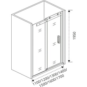 Душевая дверь Good Door Galaxy WTW 110х195 прозрачная, черный (WTW-110-C-B) в Москвe