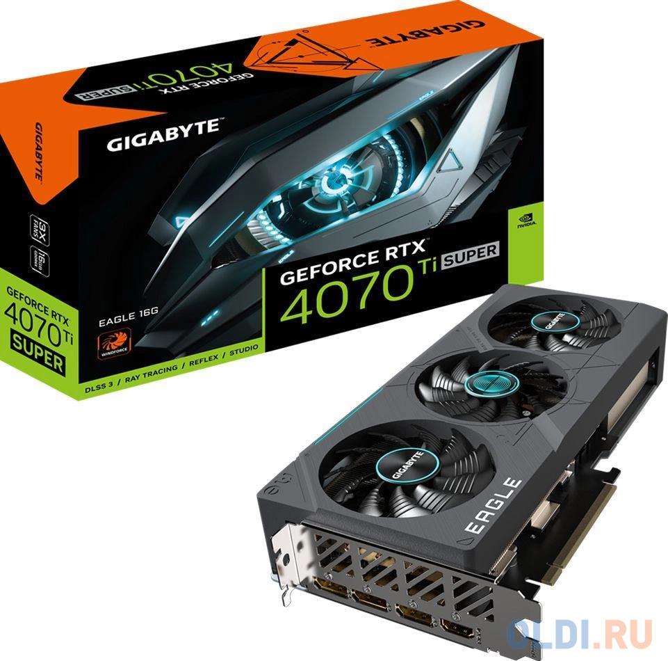 Видеокарта Gigabyte RTX4070Ti SUPER EAGLE 16GB GDDR6X 256bit 3xDP HDMI 3FAN RTL в Москвe