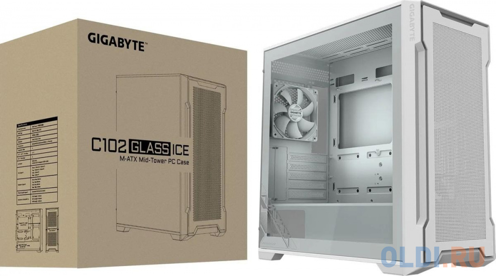 Корпус Gigabyte C102W GB-C102GI белый без БП mATX 7x120mm 4x140mm 2xUSB3.0 audio bott PSU